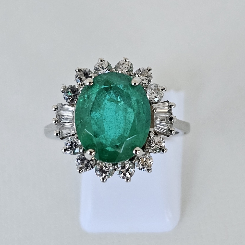 Genuine Emeraldine Quartz & White Zircon Ring Platinum over 925!! ✨️ Siz… - Picture 7 of 16